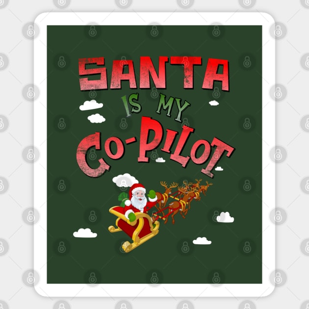 Santa is my Co-Pilot Sticker by Blended Designs